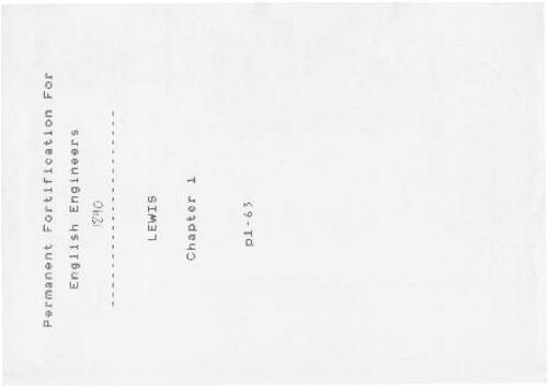 Permanent Fortification for English Engineers